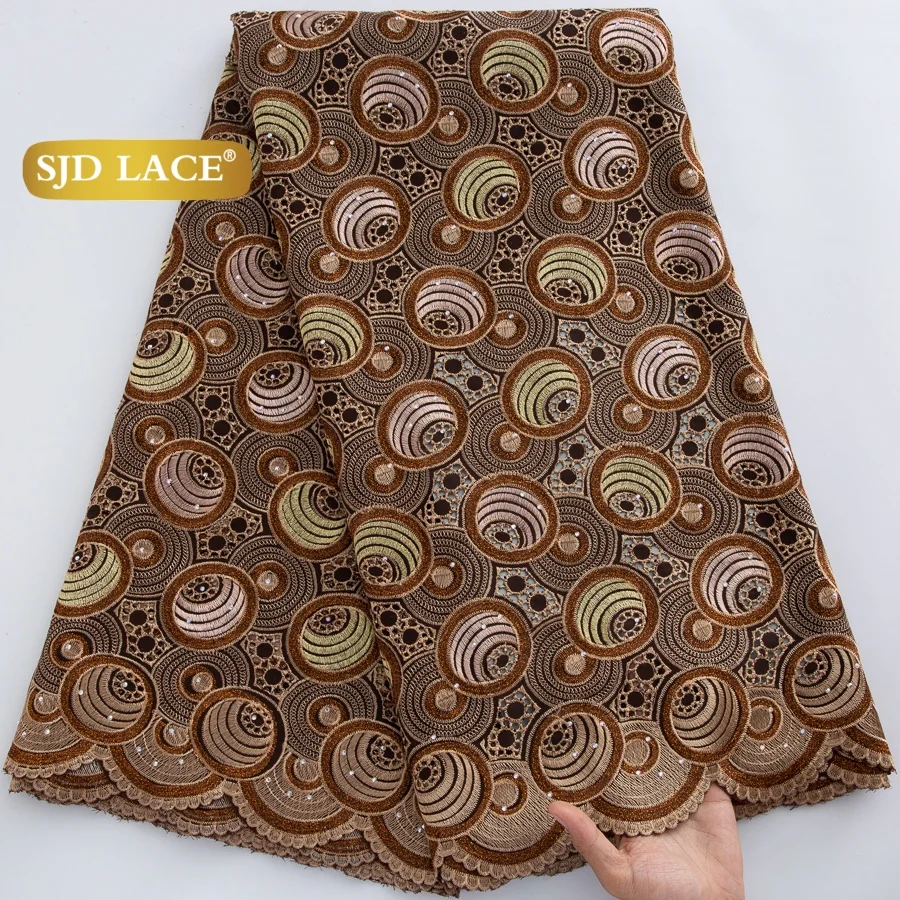 

SJD LACE Nigerian Lace Fabrics African Cotton 2026 High Quality Swiss Voile Lace with stones for Women Wedding Party Dresse 4892
