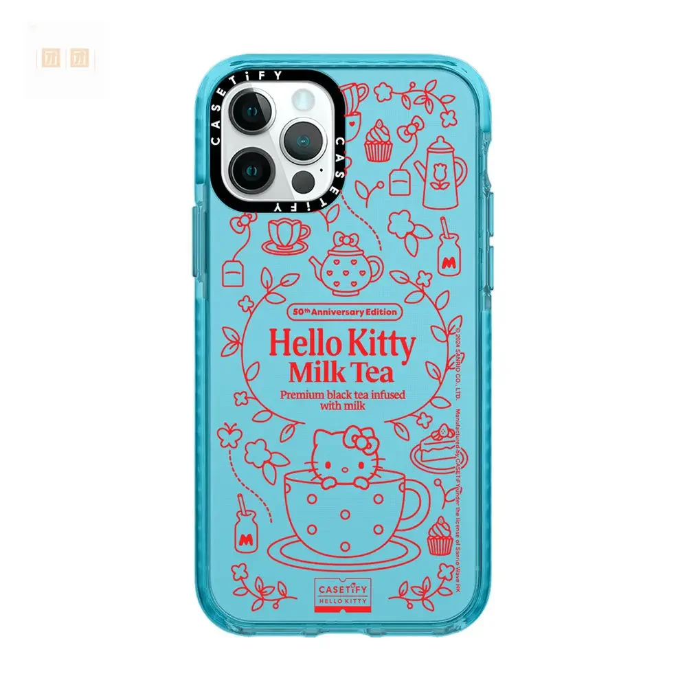 Sanrio cartoon hello kitty leite chá capa de telefone anti-queda com tudo incluído capa de proteção macia para iphone 11 12 13 14 15 pro max xr