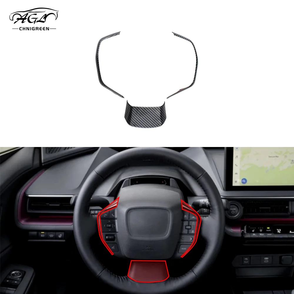 ABS Carbon Fiber Color Steering Wheel Decorative Trim Cover Interior for Toyota Prius 2023 2024