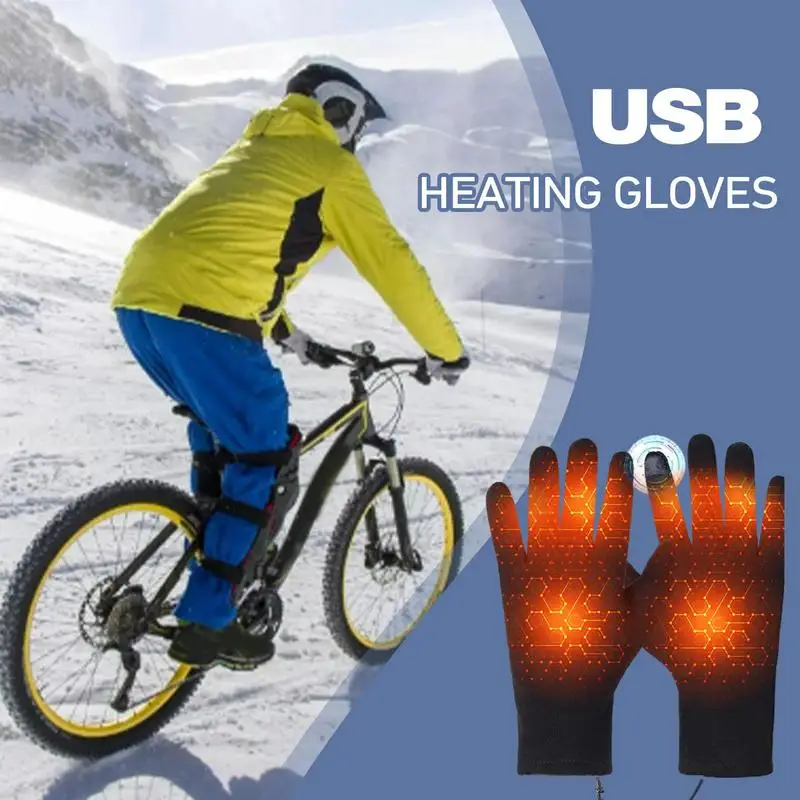 USB Electric Heating Warm Gloves Motorcycle Heated Gloves Screen Touch Thermal Gloves Skiing Cycling Supplies For Outdoor Winter