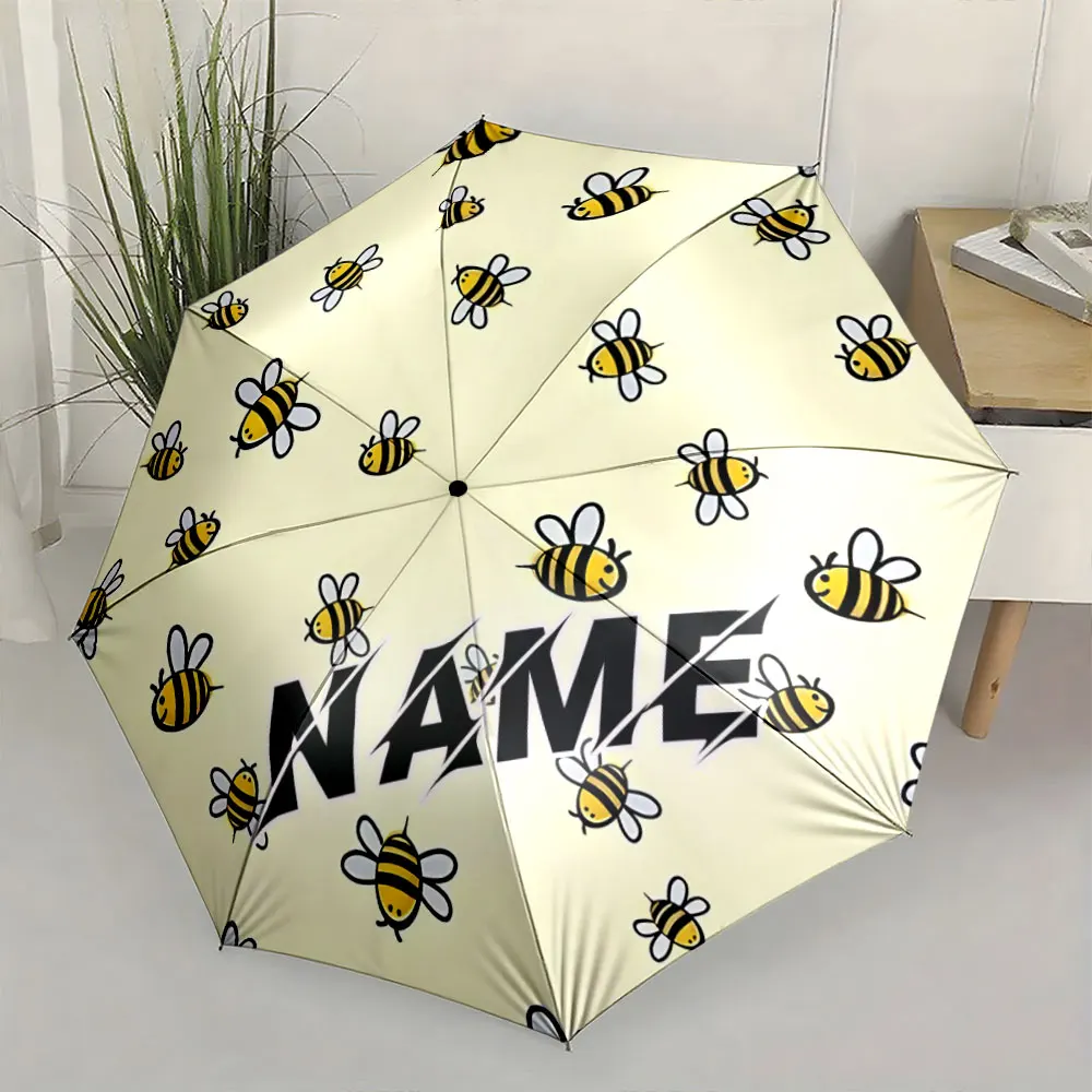 Custom Name Umbrella, Cute Yellow Bee Pattern with 