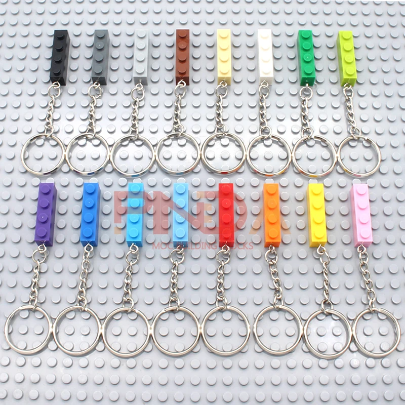 10pcs 1x4 3010 DIY MOC Brick Keychain Plate Thick Building Blocks Compatible with Lego for Kids Gift