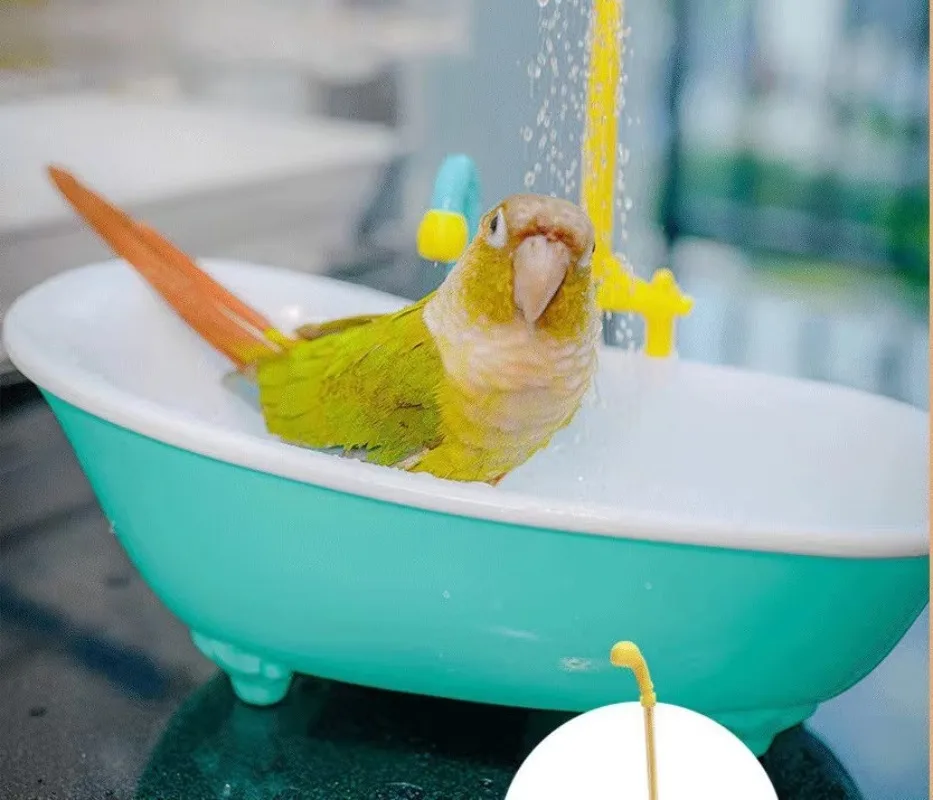 Parrot Shower Bird Bath Cage Automatic Parrot Shower Bowl Birds Accessories Parrot Toy Bird Bathtub