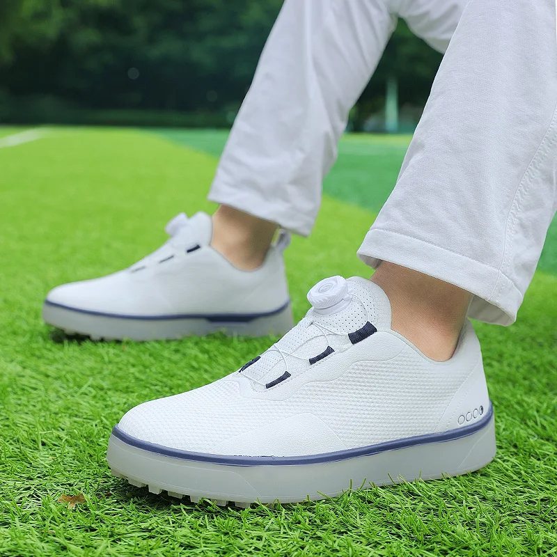 Waterproof Golf Shoes Men Women Leather Golf Training Sneakers Spikeless Golf Trainers Lace-up Business Casual Travel Sneakers