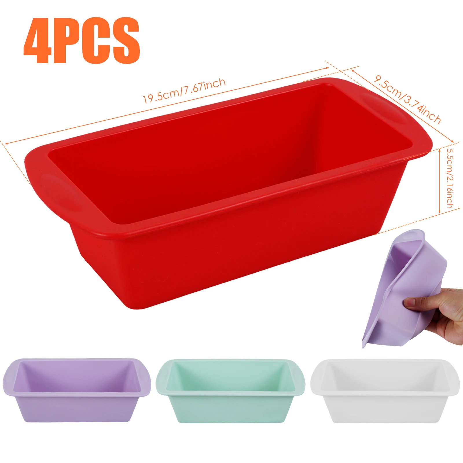 Lot De 7 Moules à Pain En Silicone – Anti-adhésif, Faciles à Démouler, 19,2 X 9,5 X 5,5 Cm, Idéal Pain/Toast/Gâteau