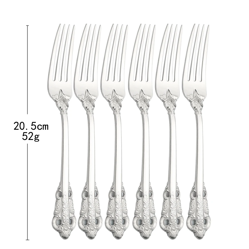 6People Silverw Tableware Sets Stainless Steel Cutlery Set Knife Dessert Fork Tea Spoon Dinnerware Party Kitchen Dinner