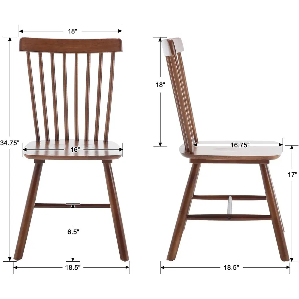 Windsor Dining Chairs Set o 2, Spindle Back Wooden Chairs | Solid Wood, Easy Assembly, Dining Room, Kitchen, Restaurant, Hotel,
