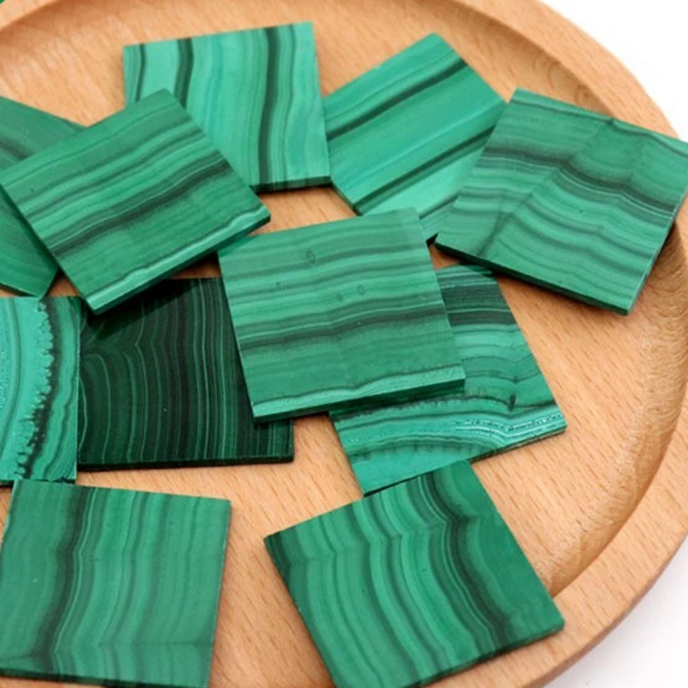 

Natural Malachite Clover Square Loose Gemstone Semi finished Pendant Beads DIY Jewelry Making