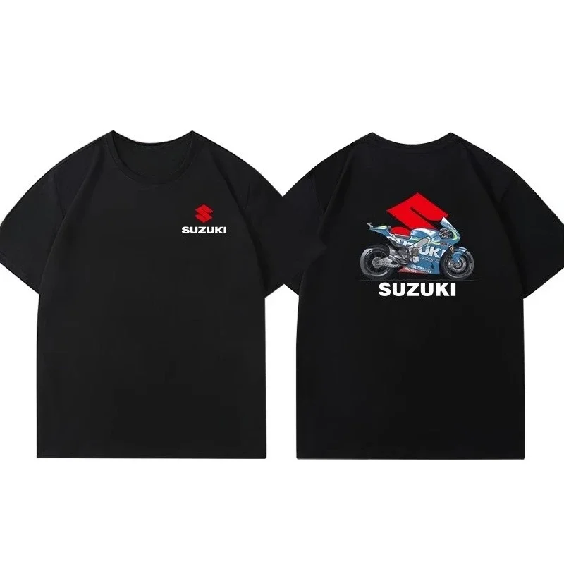 ملابس سوزوكي لركوب الدراجات النارية، تي شيرت رجالي مطبوع بأكمام قصيرة من القطن بنسبة 100%، طراز صيفي غير رسمي، أزياء هاراجوكو.