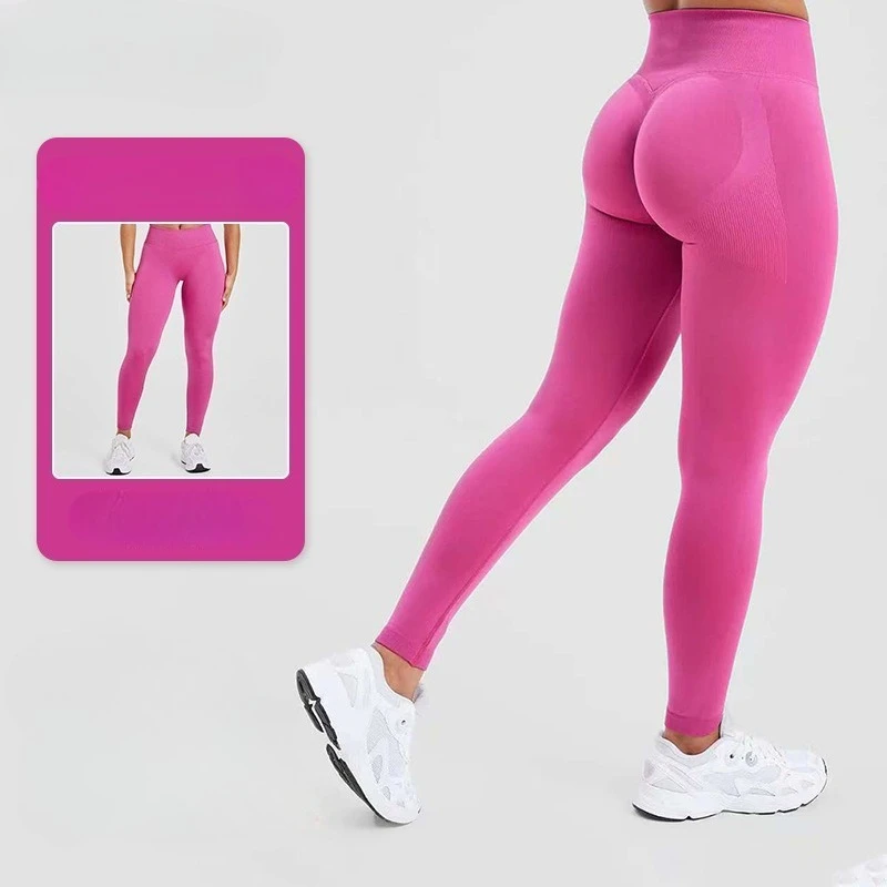 النساء بلون سلس السراويل الرياضية الصالة الرياضية عالية الخصر الورك رفع ضيق المناسب تنفس محبوك اليوغا السراويل الرياضية طماق #1