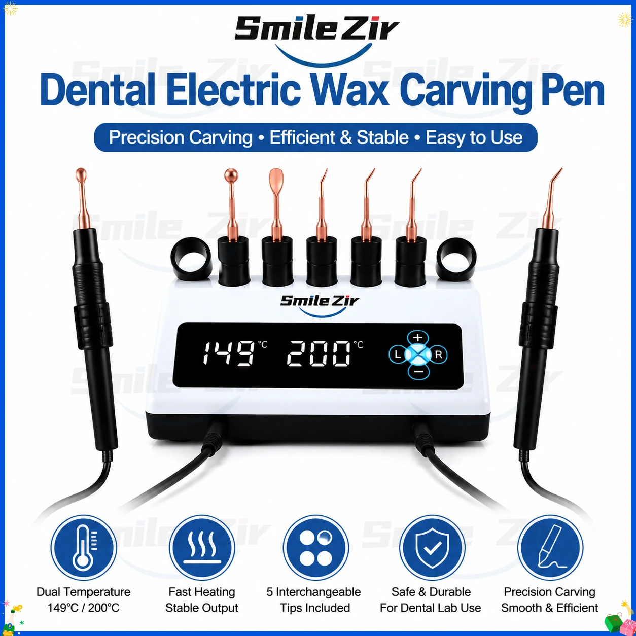 Dental Lab Double Pen Electric Wax Carving Pen Dental Heated Wax Knife Pattern Tool for Dental Wax Crown Bridge Modeling