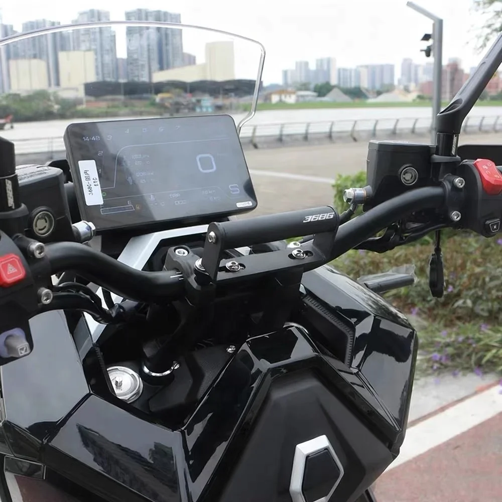 Modified phone navigation holder with front extension crossbar for ZONTES 2024-2026 368G models.