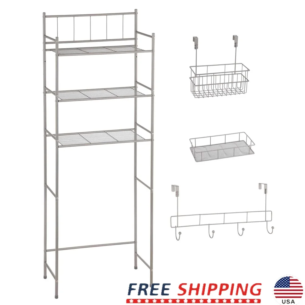 

4-х предметная полка для хранения в ванной комнате, набор компактных проволочных корзин, органайзер, подвесная корзина, простая сборка, атлас
