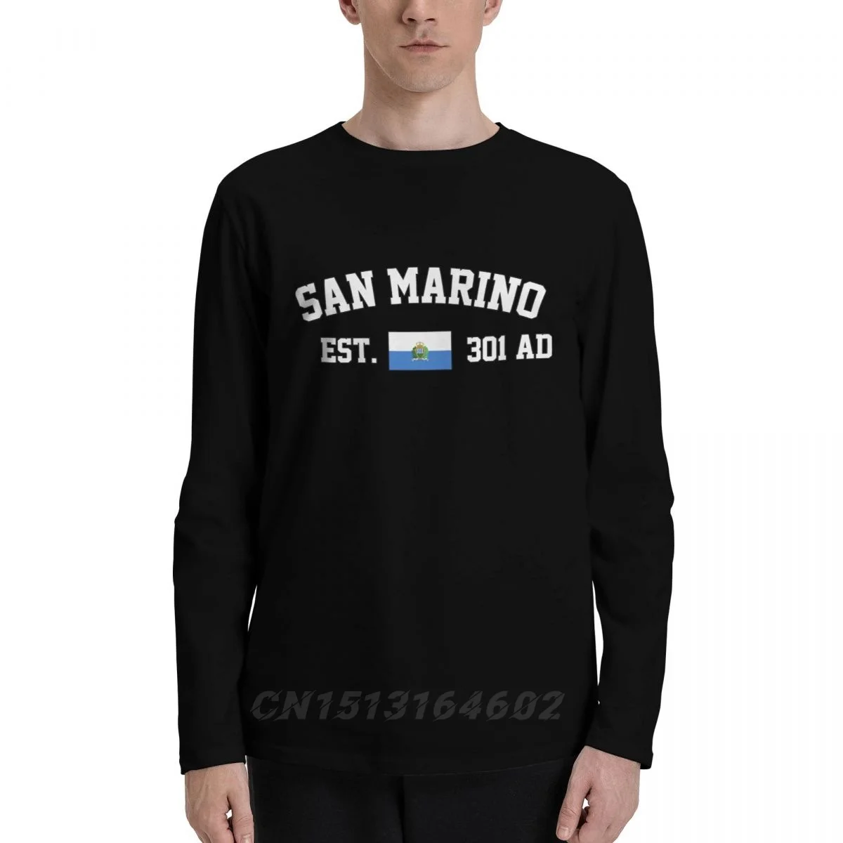 100% Cotton San Marino Flag With EST. Year Long Sleeve Autumn T shirts Men Women Unisex Clothing LS T-Shirt Tops Tees