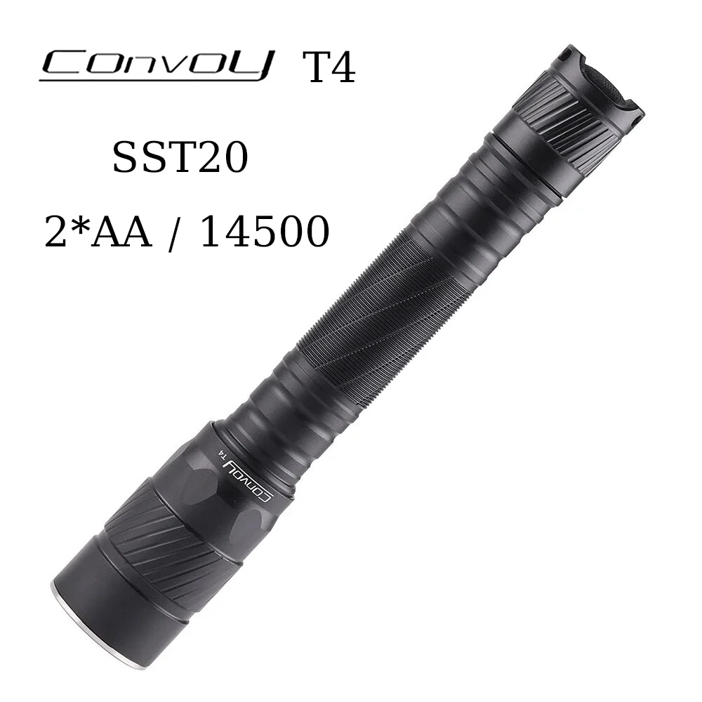 Convoy Black T4 SST20 Flashlight Linterna Led 2*AA 2*14500 Battery 13 Groups Mini Flash Light Fishing Camping Lanterna Latarka