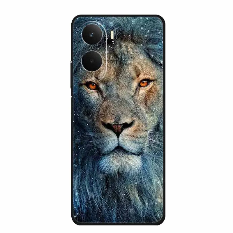 Casing Xiaomi Poco M7 4G 6.9" Serigala Singa Harimau Hitam Silikon Lembut untuk Xiaomi Poco M7 Penutup Belakang M 7 Coque Capa