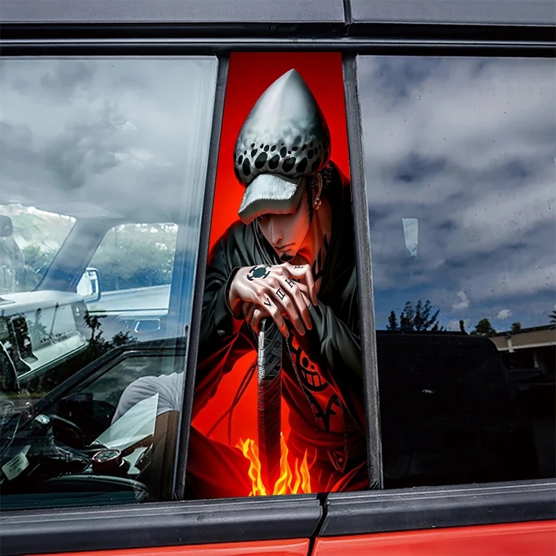 

2 штуки автомобильных наклеек на B-стойку, защитная пленка Trafalgar D. Water Law, пленка из ПВХ-материала.