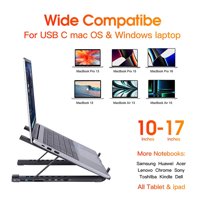 Supporto universale per staffa riser per computer portatile per MacBook per IPad Pro per Lenovo per DELL DJ45 Rete HDMI TF Scheda SD USB-C