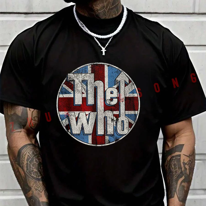 

Летняя футболка The Who с потертым логотипом для мужчин и женщин, свободная дышащая быстросохнущая спортивная футболка с короткими рукавами для мотоциклистов