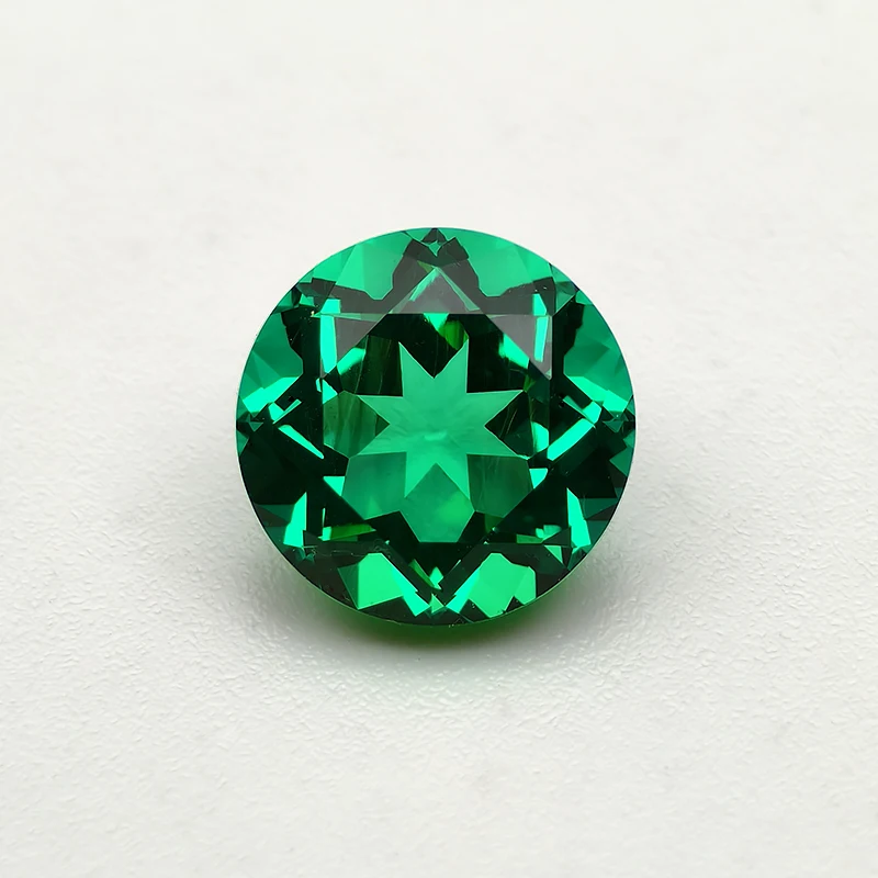 Top Hydrothermal Columbia Lab Grown Emerald Gemstone Round Cut Synthetic Emerald Stone With AGL Certificate for Fine Jewelry