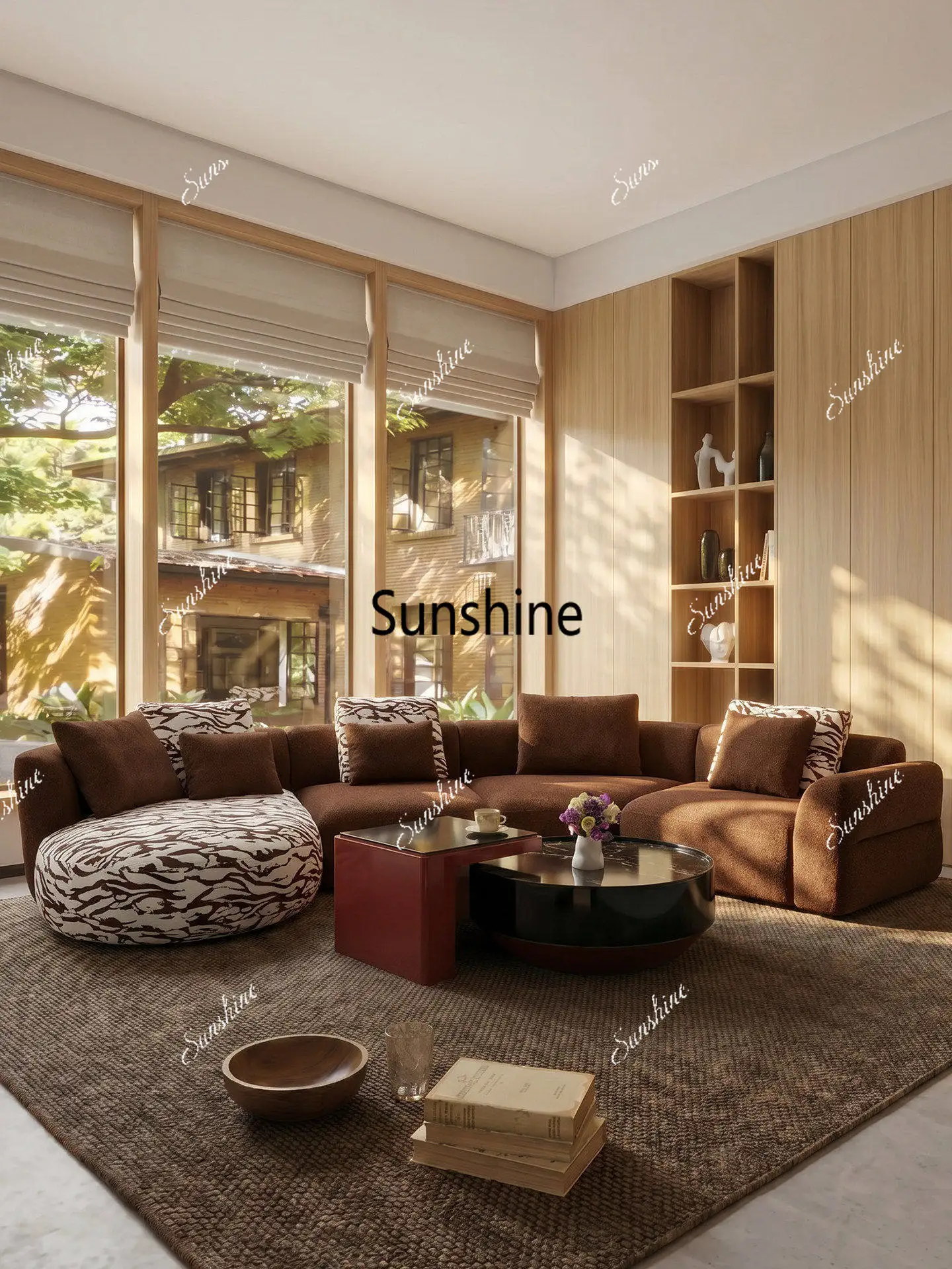 Italian minimalist cloud ear fabric sofa living room arc, corner module combination