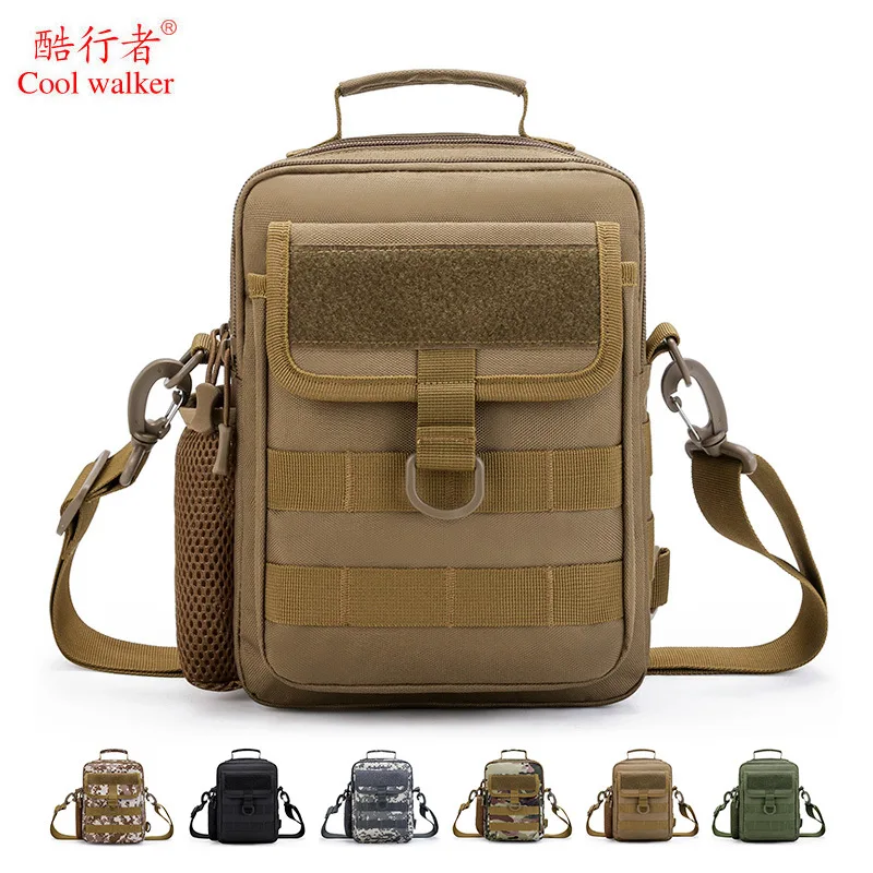 Vertical square men's crossbody bag wear-resistant and waterproof camouflage multi-functional lightweight hand-held shoulder bag