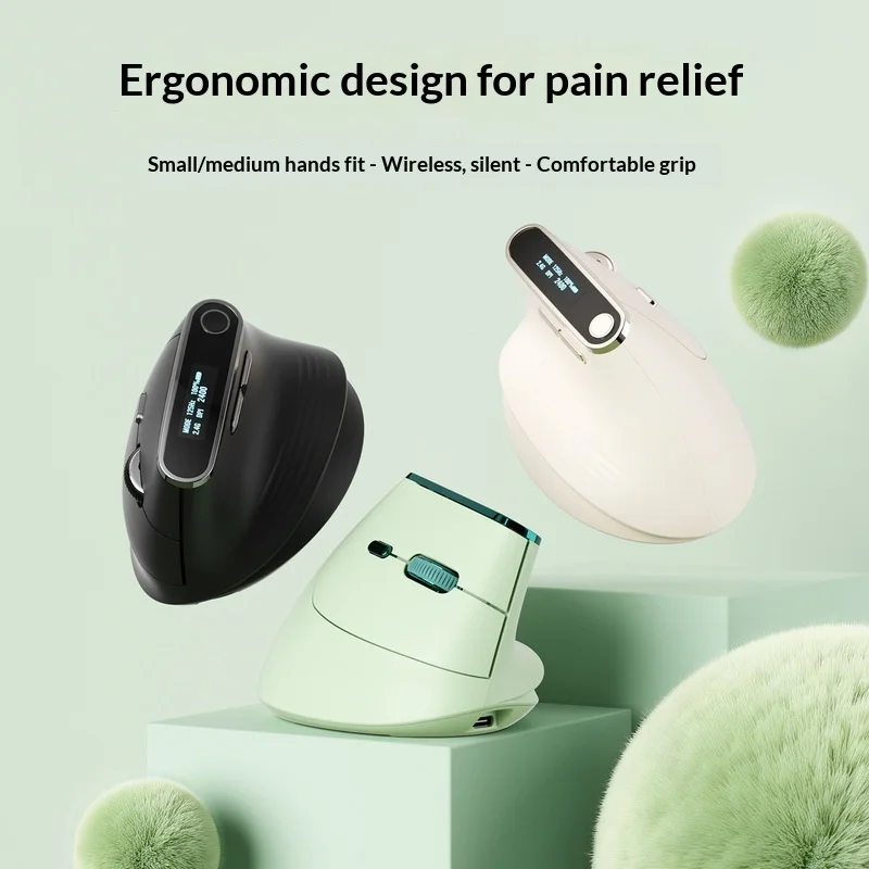 B.O.W Ergonomic Vertical Wireless Mouse Rechargeable Bluetooth Tri-Mode Silent For Medium Large Hands Office Home Computer Users