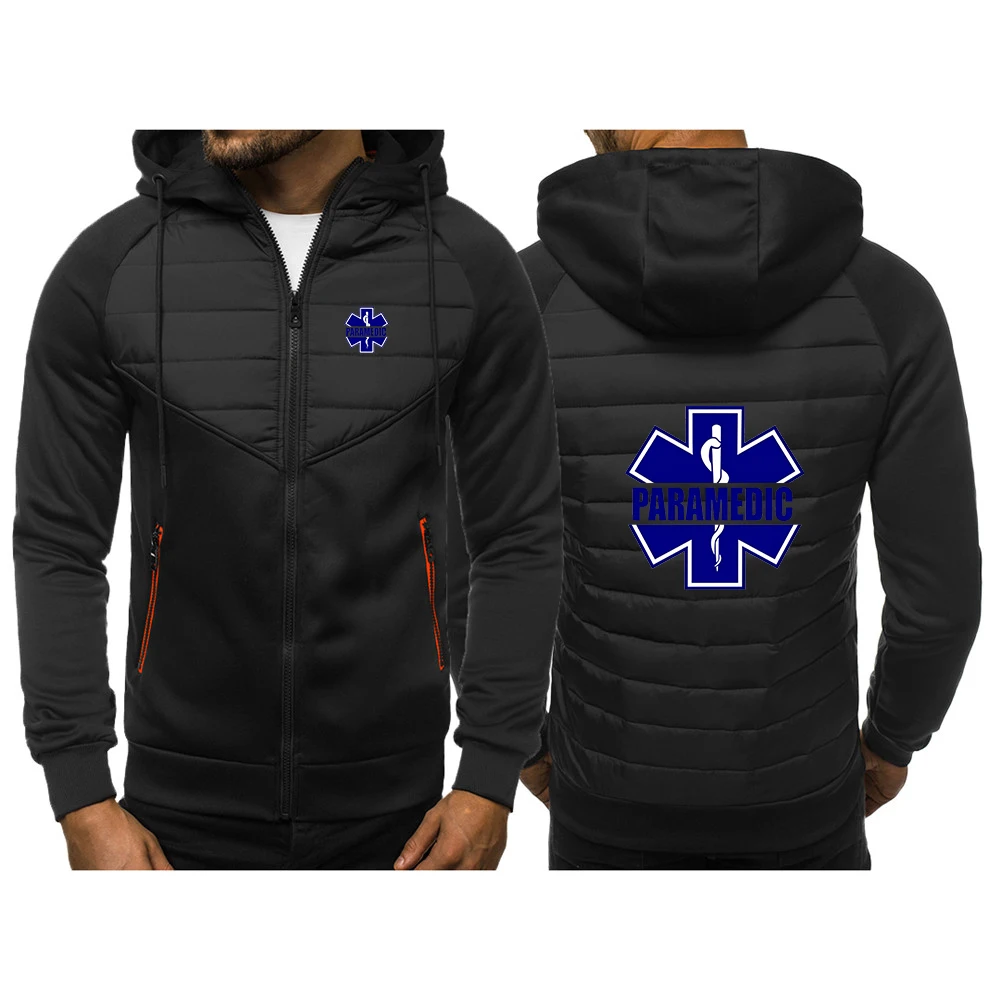 

EMT PARAMEDIC Print 2025 весенне-осенняя мужская новая трехцветная хлопковая толстовка с длинным рукавом в стиле Харадзюку на молнии