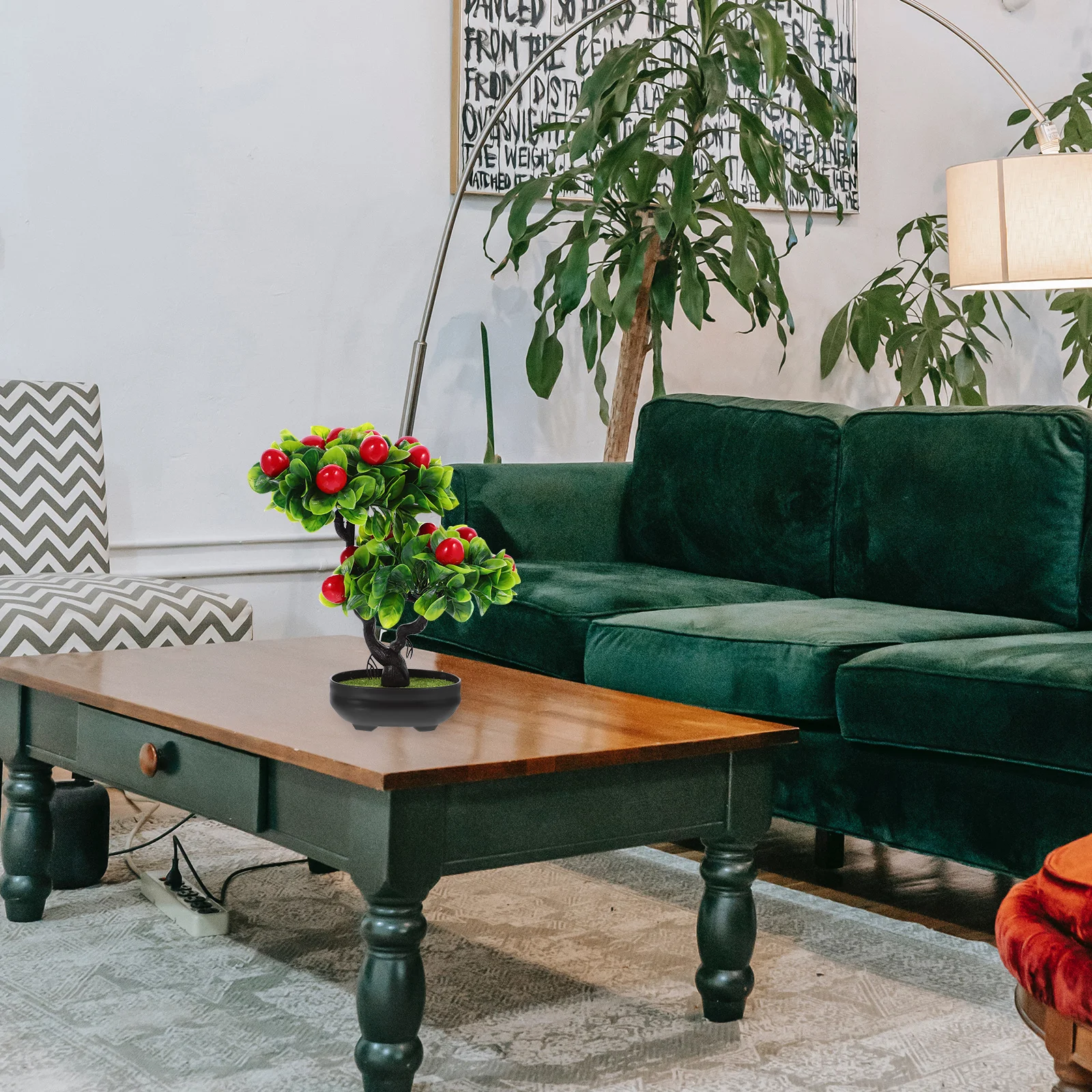 محاكاة شجرة الفاكهة بوعاء النبات بونساي شجرة الفاكهة الاصطناعية للداخلية المنزل مكتب ديكور سطح المكتب الزينة البلاستيك بونساي