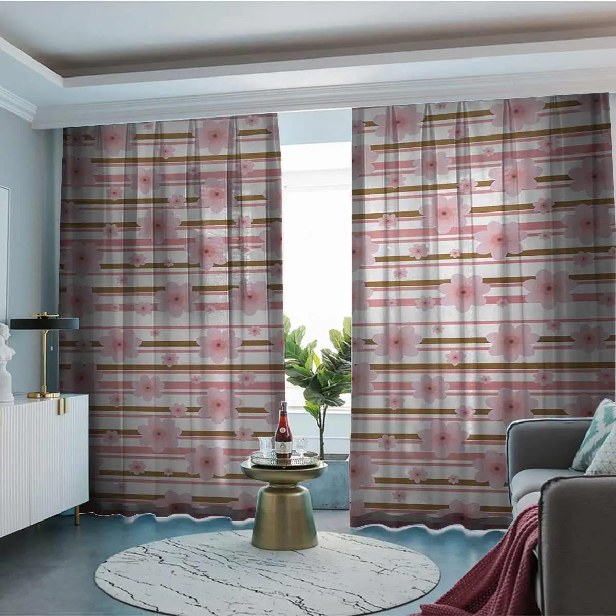 Pale Pink Caramel Blackout Curtains 3D Print Window Curtains for Bedroom Living Room Decor Window Treatments