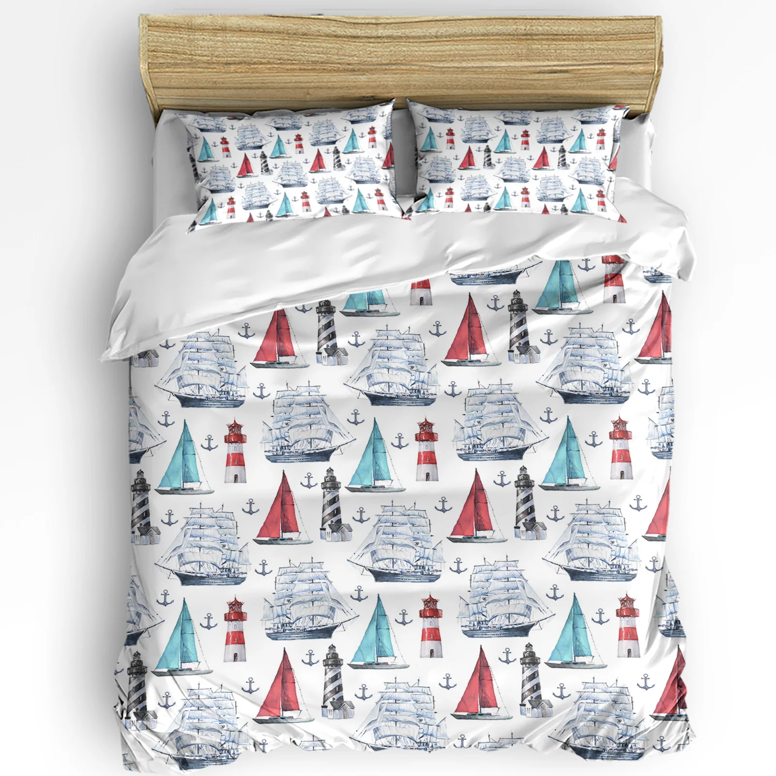 해상 앵커 선박 등대 고래 아트 3pcs 침구 세트 더 - Home Art Textiles 리뷰 및 가격