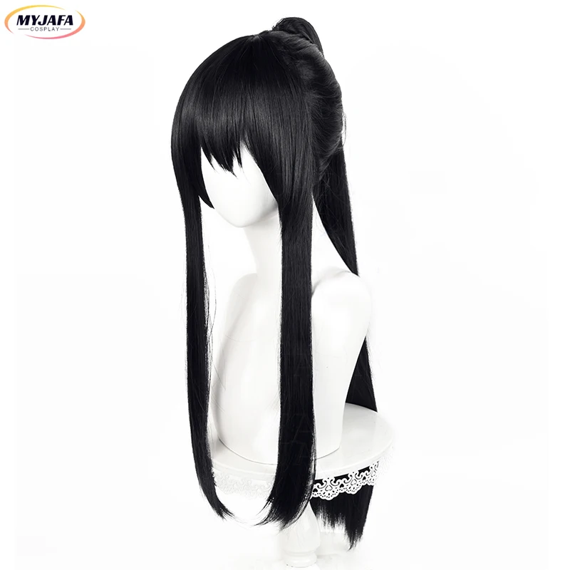 Ashiro Mina Cosplay Peruka Anime Długa Czarna Z Kucykiem Odporne Na Ciepło Syntetyczne Włosy Halloween Odgrywanie Ról Peruki + Czapka Peruka — zdjęcie 6