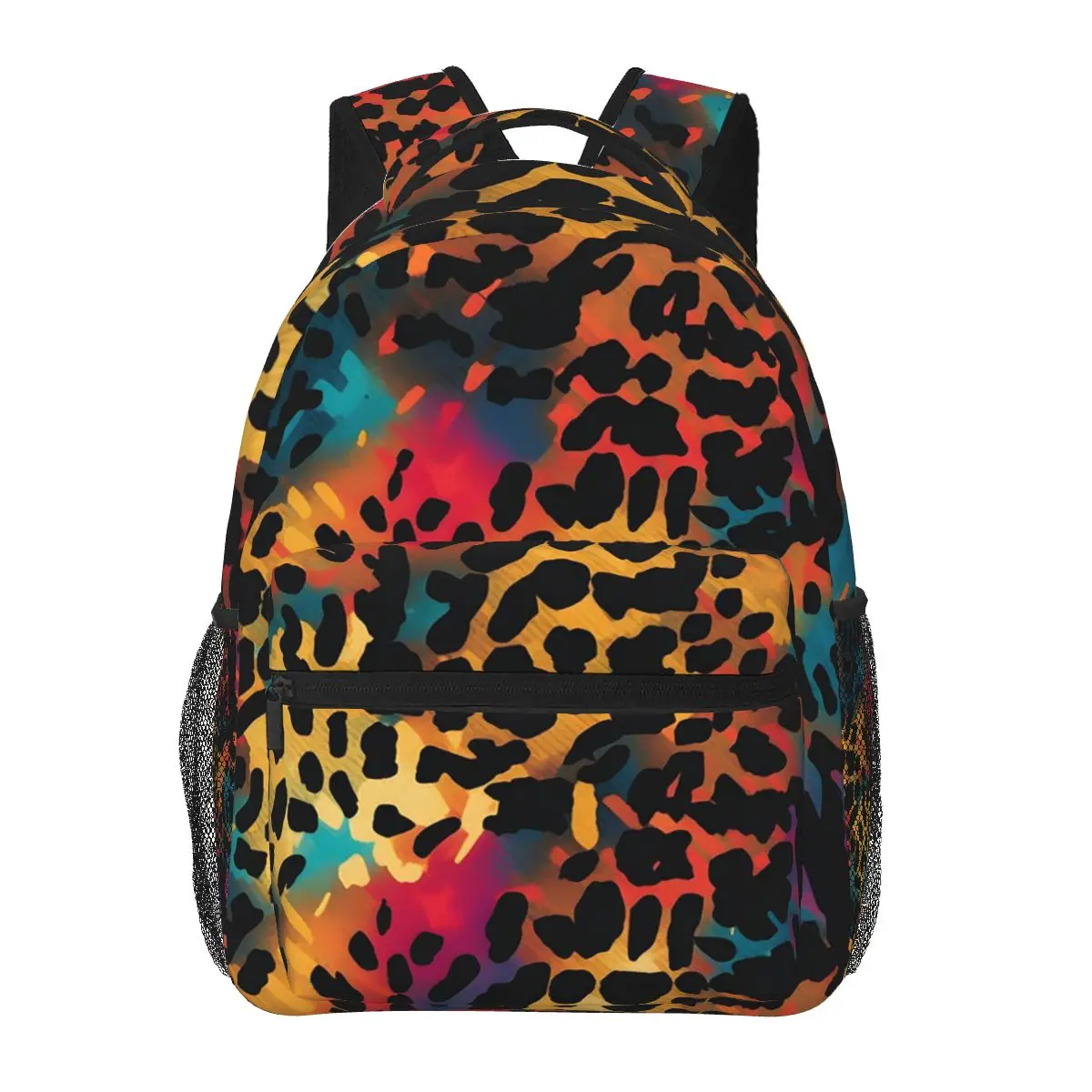 

Colorful Rainbow Leopard Spots Student Backpack School Bag Hiking Travel Daypack for Men Women Fashion Bookbag Shoulder Bags