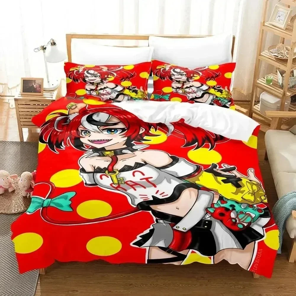 3D Print Hakos Baelz Anime Bedding Set Duvet Cover Bed Set Quilt Cover Pillowcase Comforter King Queen Size Boys Adult Bedding