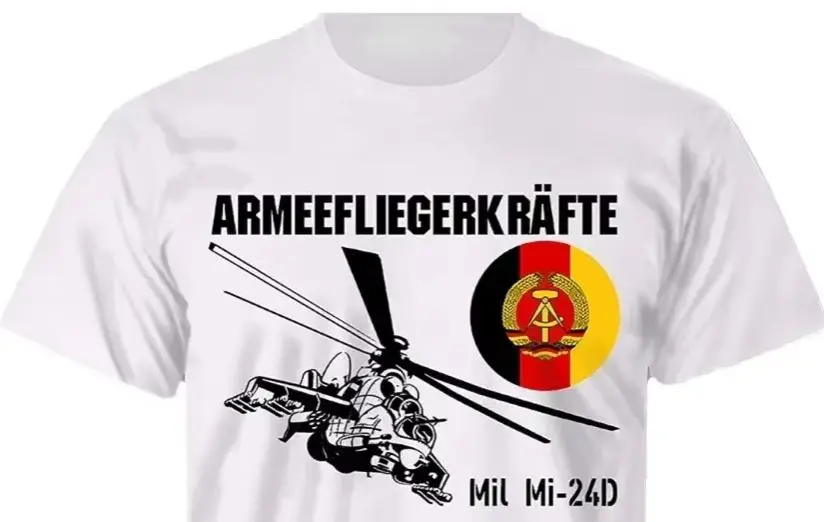 

Mi -24D NVA Combat Helicopter Army Aircraft Force Summer Cotton O-Collar Short Sleeve T-shirt