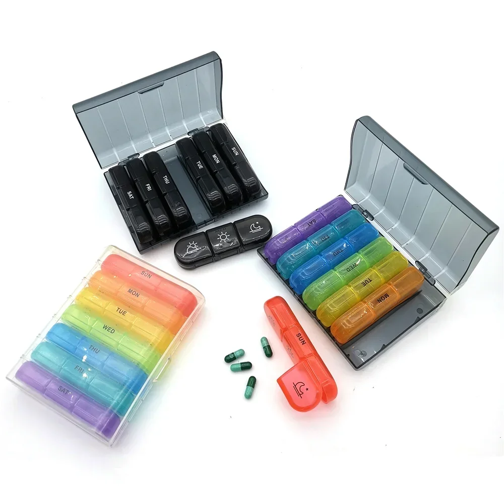Medicine Box 7 Days Organizer 21 Square Meters 3 Times A Day Portable Travel Large Box Vitamin Medicine Fish Oil