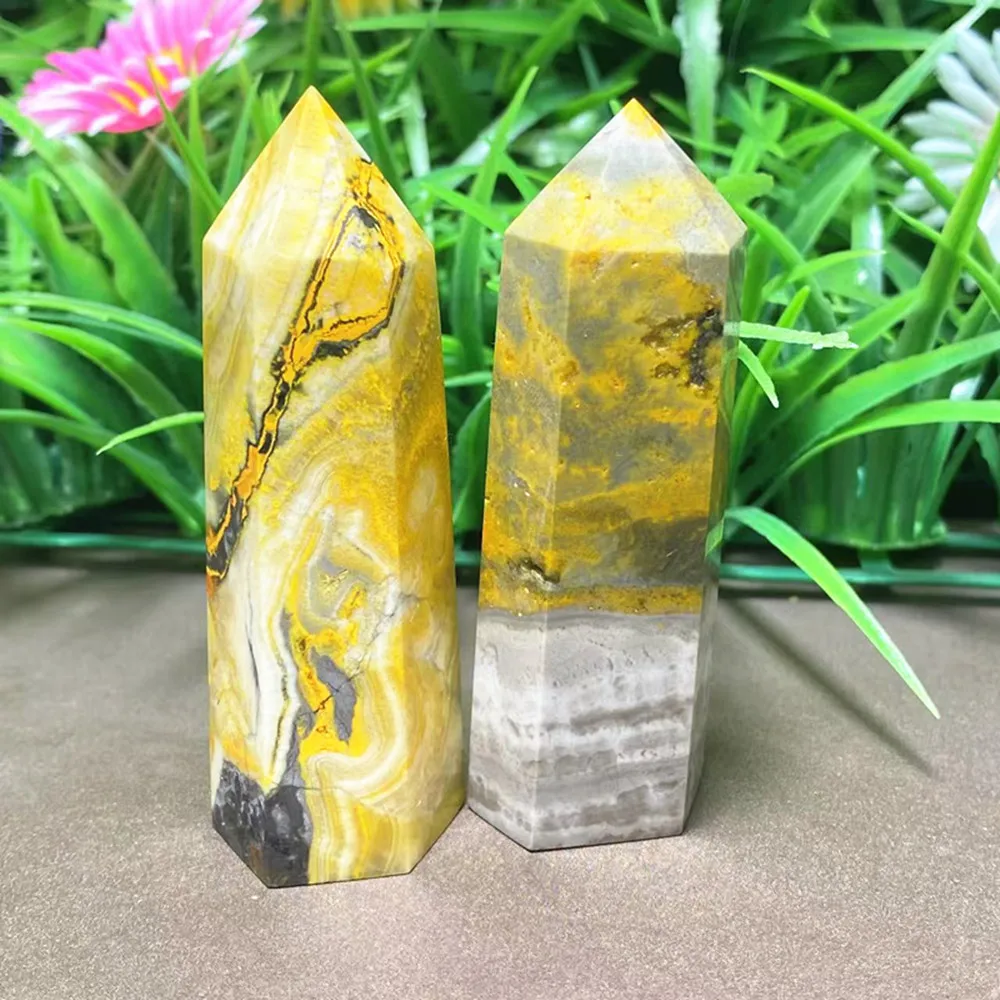 Natural quartz crystal crystal bumblebee pillar healing reiki home decor