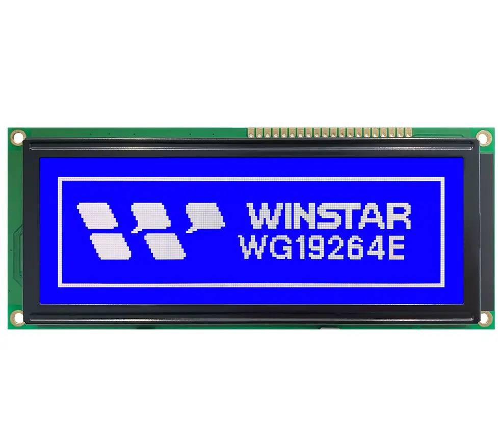 WG19264E-TMI-V#N WINSTAR is a monochrome 192x64 graphic LCD blue display module ,150x62.5 mm and AA size of 120x40.28 mm