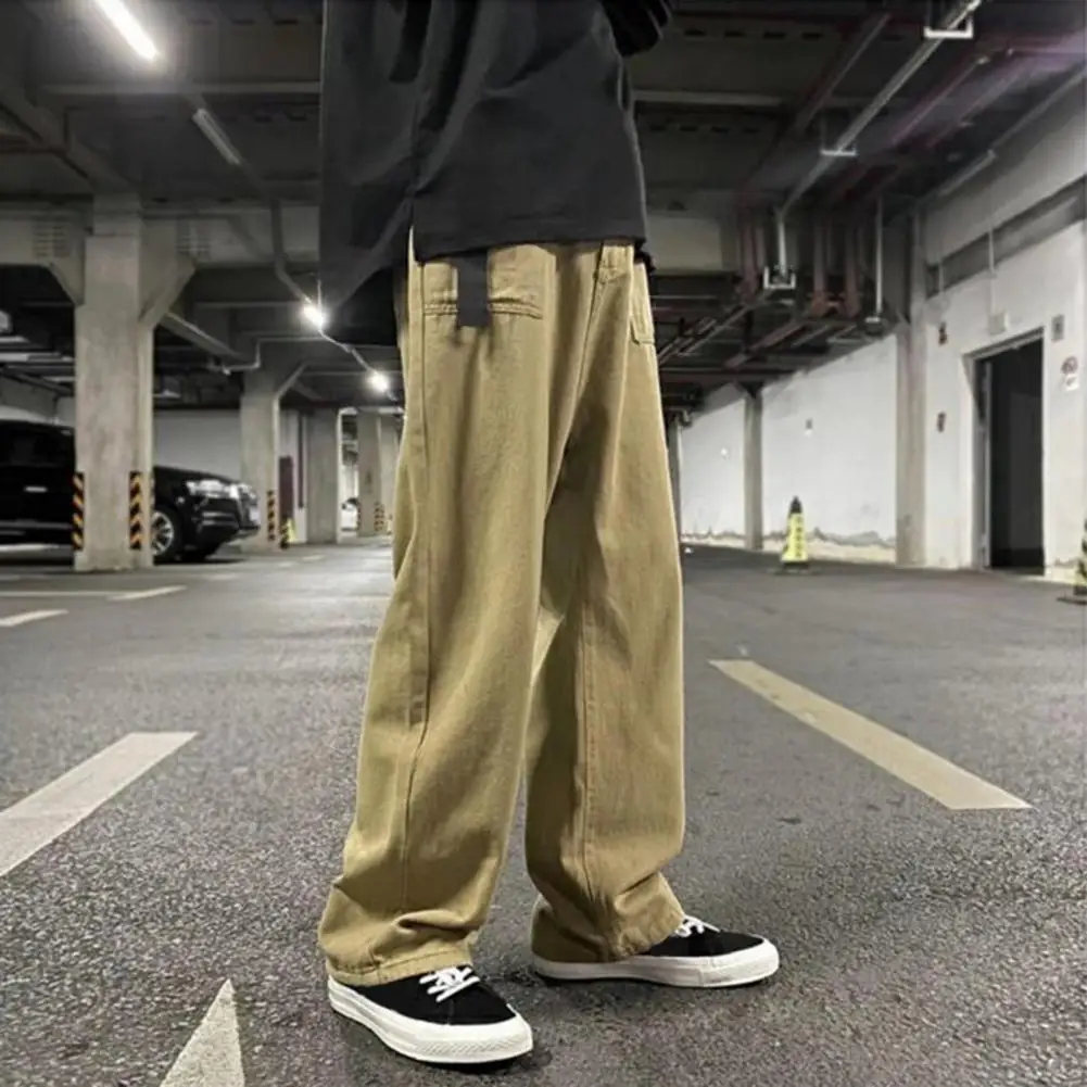 

Men Casual Bottoms Vintage Japanese Style Men's Cargo Pants with Wide Leg Streetwear Pockets for Outdoor Travel Loose Fit