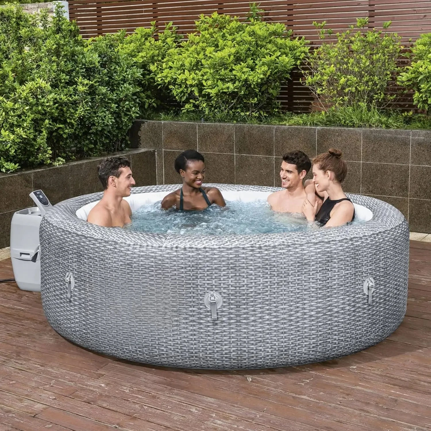5-7 Person Round Inflatable Hot Tub  Outdoor Spa 180 AirJets Portable With EnergySense Cover