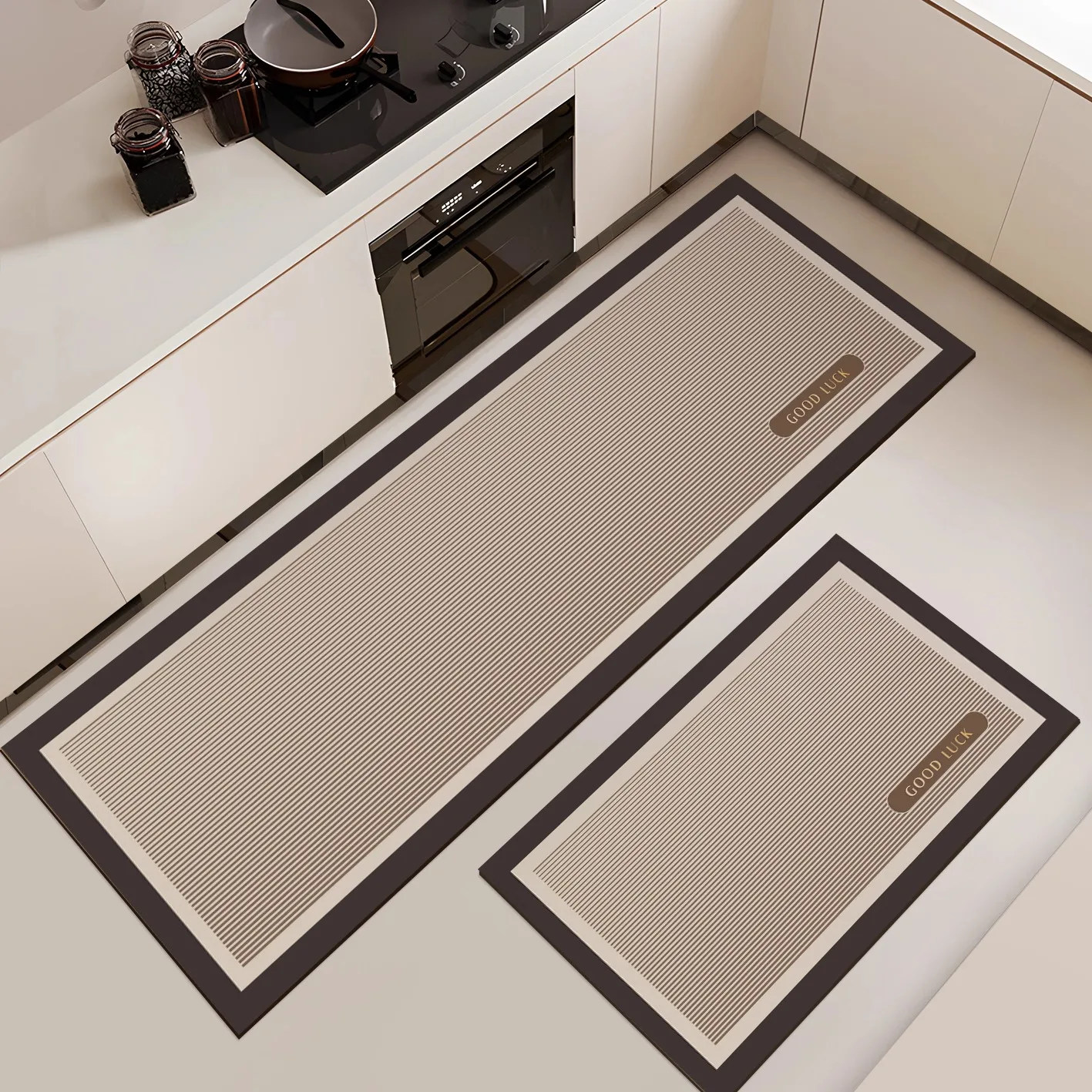 Kitchen Floor Mat Rug Carpet PVC Leather Home Decoration Oil-proof  Non-slip Wipeable Wash-free Dirt-resistant Waterproof