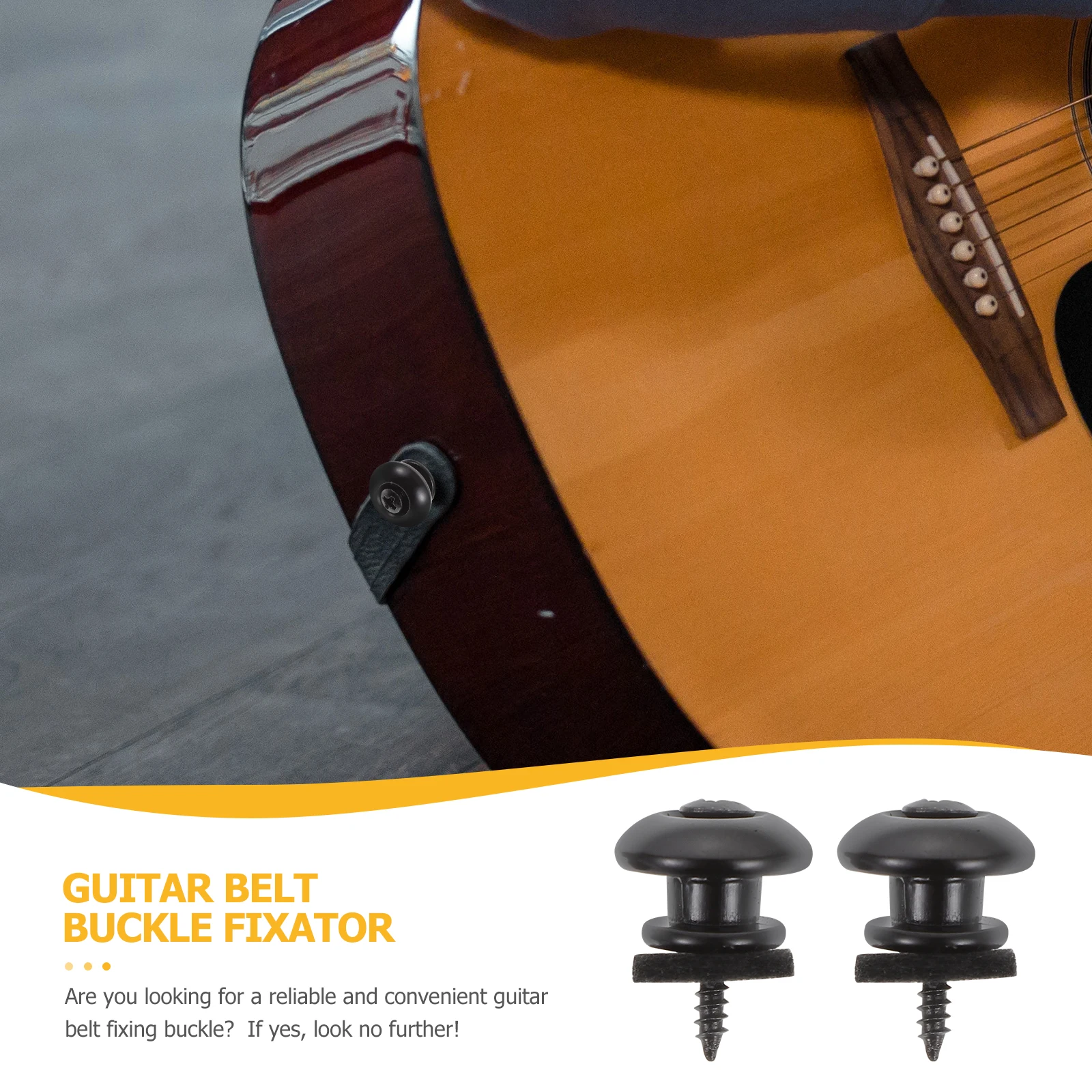 

6 Pcs Guitar Straps Ukulele Metal Locks Buckles Accessories Button Instrument Black