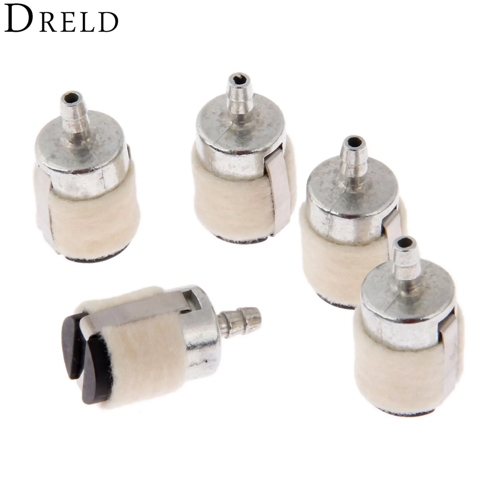 DRELD 5Pcs/lot Cotton Wool Fuel Filter for Chain Saw Brush Cutter Earth Auger Water Pump Parts Chainsaw Garden Power Tool Parts