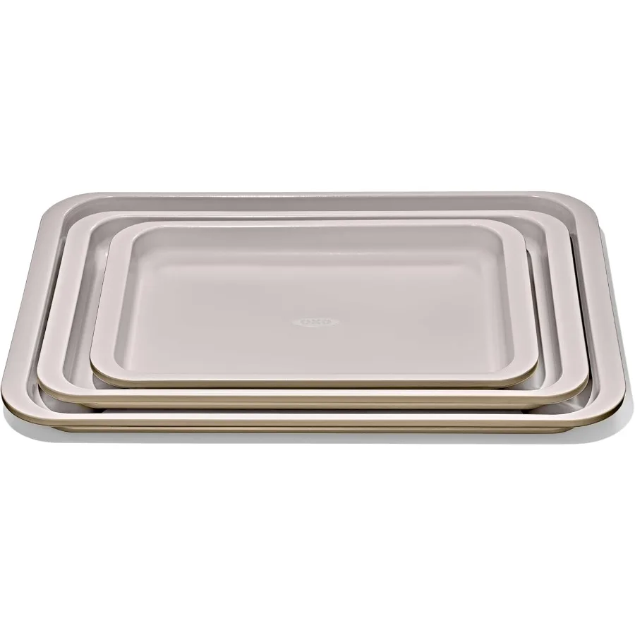 

Good Grips NonStick Pro Ceramic Coated Metal Bakeware 3Piece Sheet Pan Set Biscuit