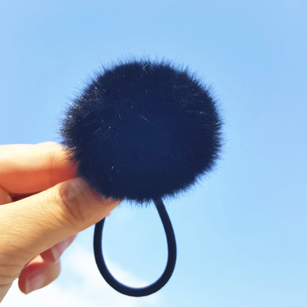 

Autumn Girls Hairband Pompom Imitation Rabbit Fur Plush Ponytail Holder Hair Accessories Plush Hair Rope Pompom Rubber Band