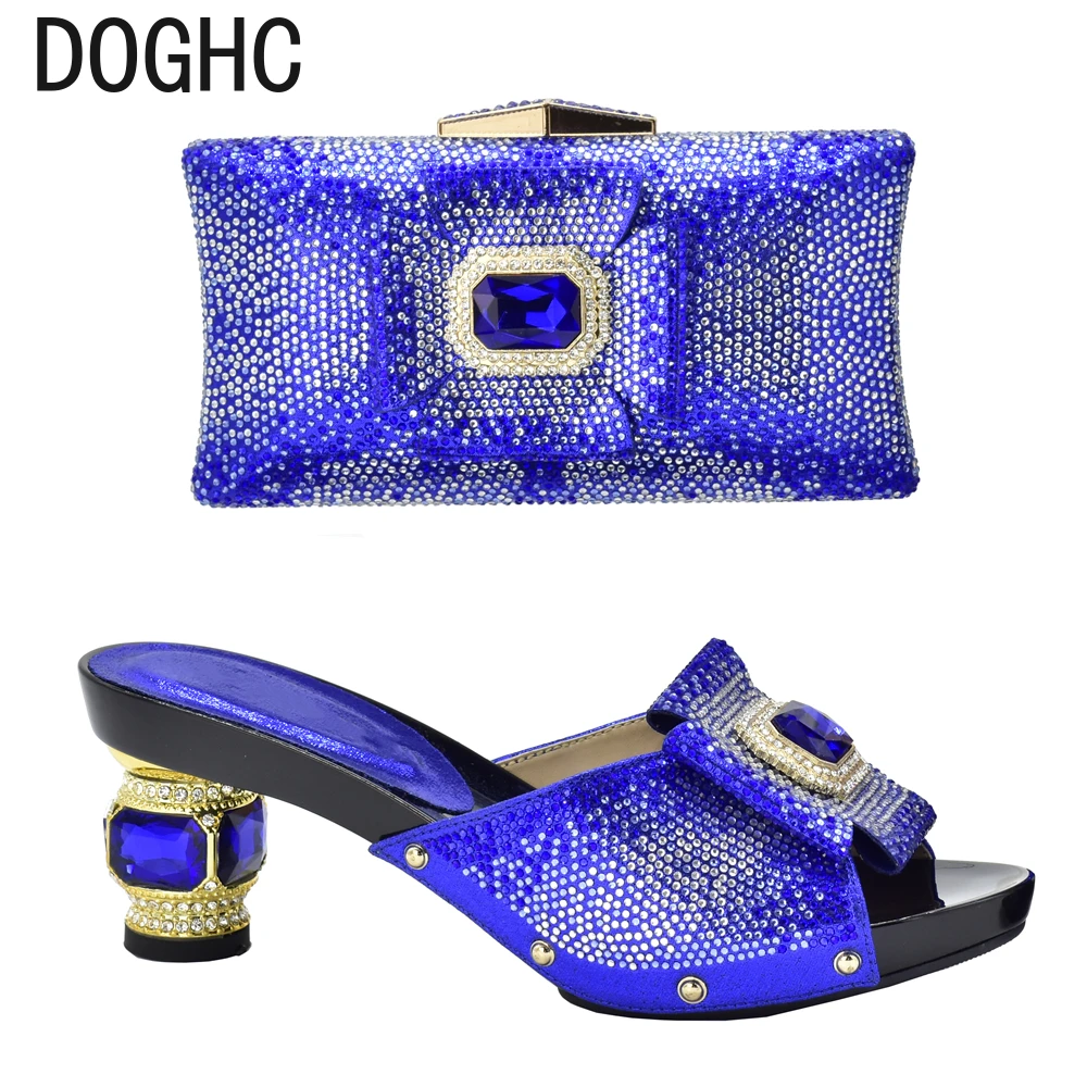 

Nigerian Women Party Pumps High Heels Set Italy Set African Shoes and Matching Bags Italian Match African Party Shoe and Bag Set