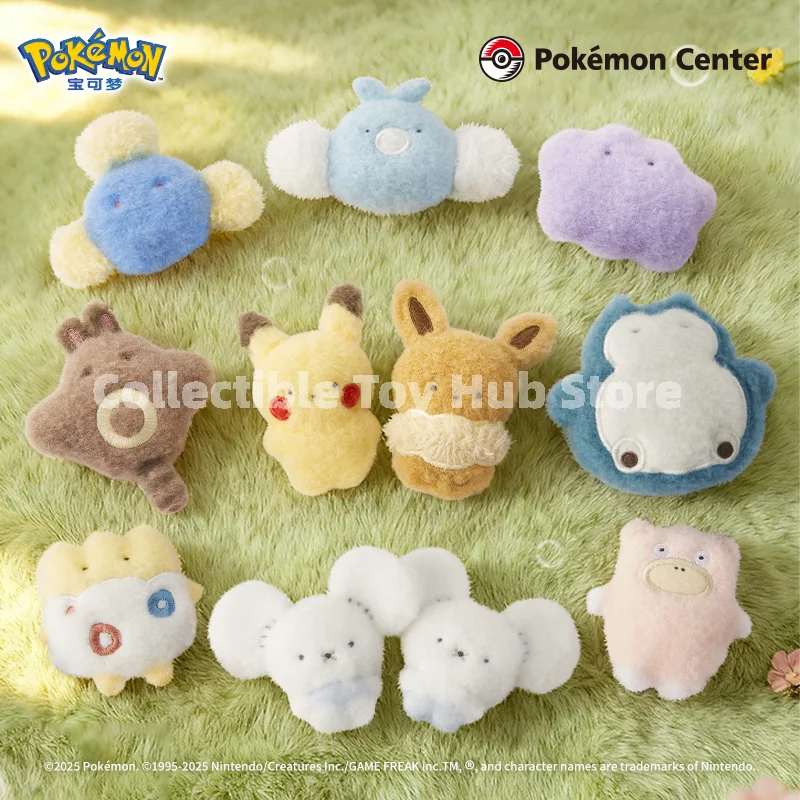Genuine Pokemon Center Fluffy Palm Mascot Plush Keychain Cute Mini Doll Including Swablu Pair Mice Pikachu Gift Anime Toy Fan