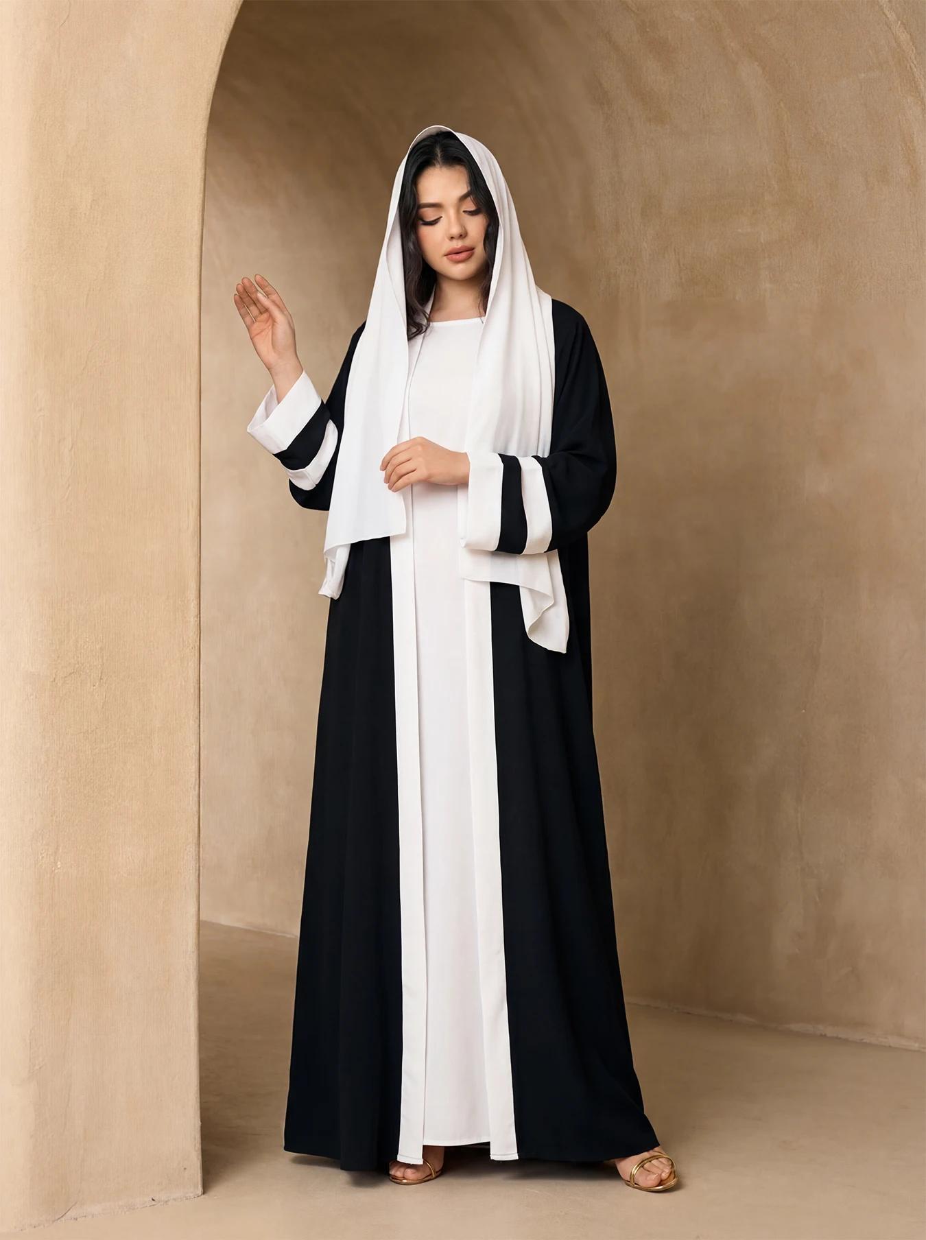 Two Tone Contrast Cuff Open Ab - Abaya Modest Wear 评论和价格