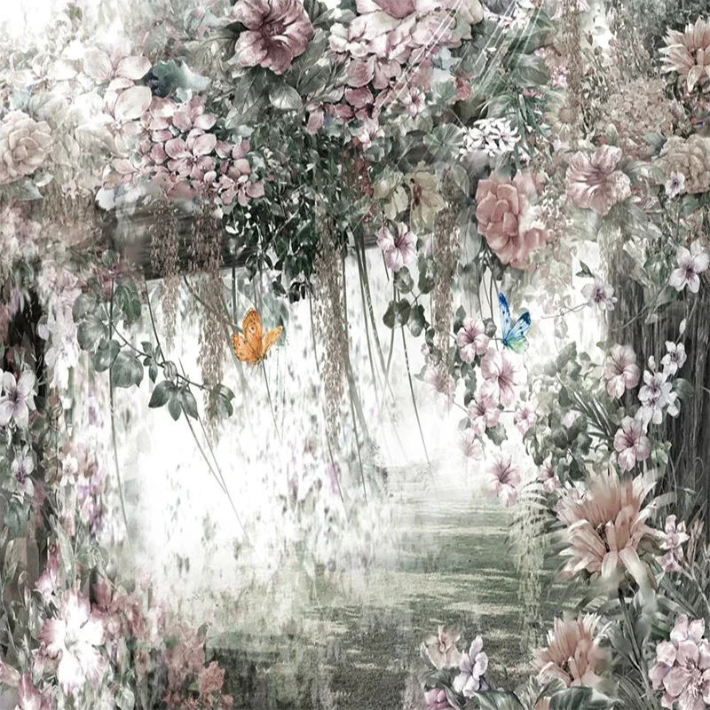 

Watercolor Custom 3D Papel De Parede Wallpaper Pastoral Mural Flowers Hotel Dining Room Living Bedroom Background Home Decor о