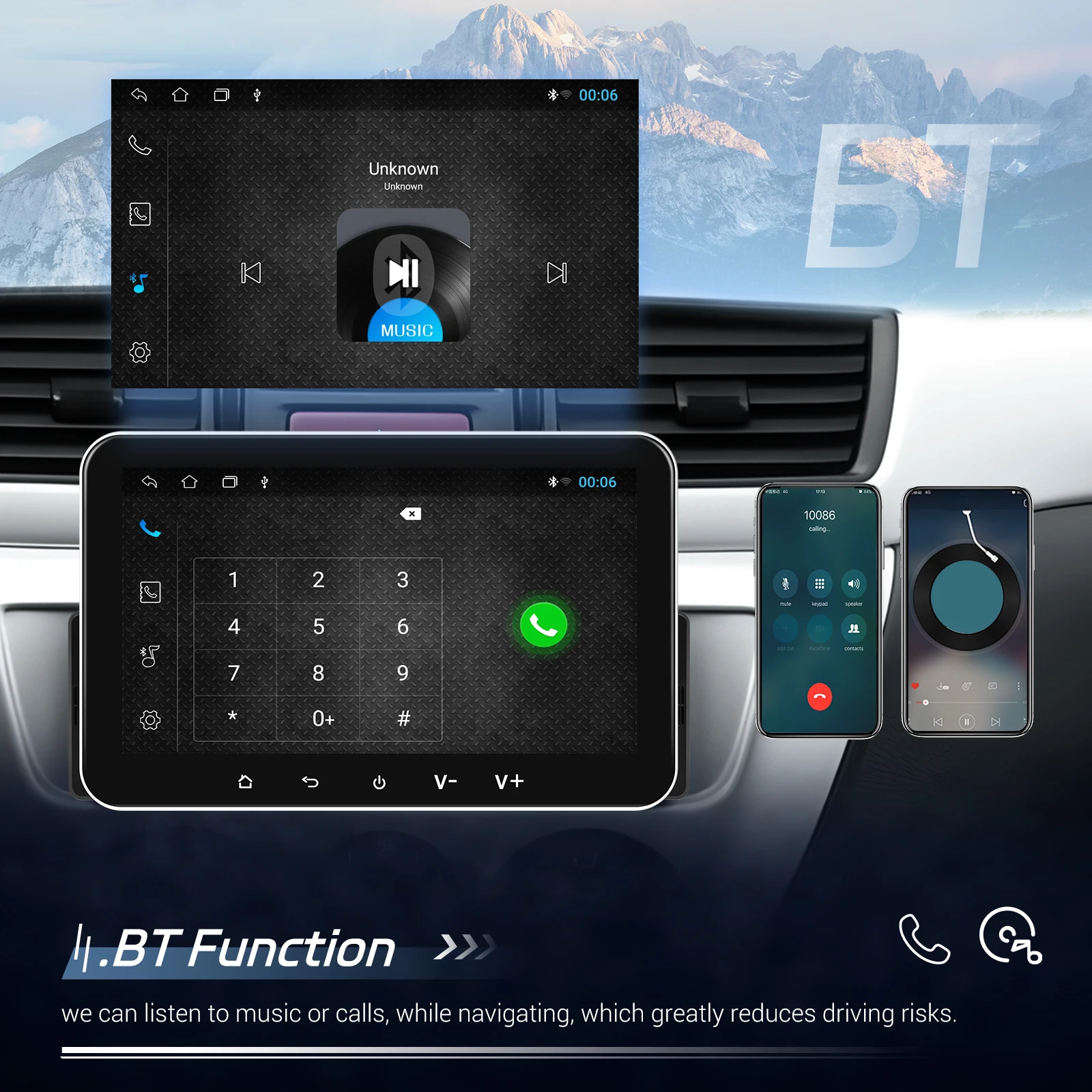 Hikity 7 ''شاشة تعمل باللمس أندرويد 1 الدين Carplay راديو ستيريو للسيارة مشغل وسائط متعددة مع بلوتوث واي فاي نظام تحديد المواقع راديو FM سبليت الشاشة